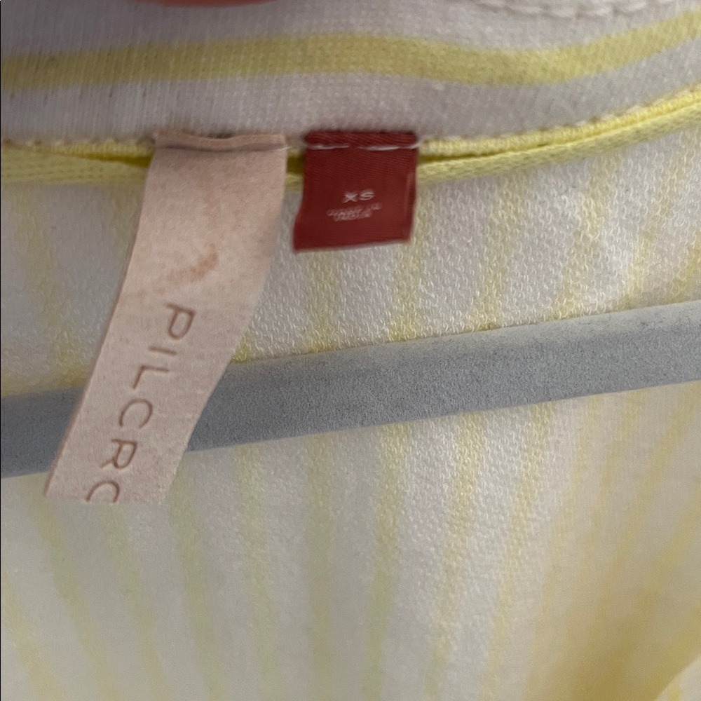 Pilcro Anthropologie yellow white stripe spliced Henley top sz xs LIKE NEW - Picture 4 of 7